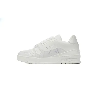 Louis Vuitton Trainer Sneaker Half Alligator Leather White 01