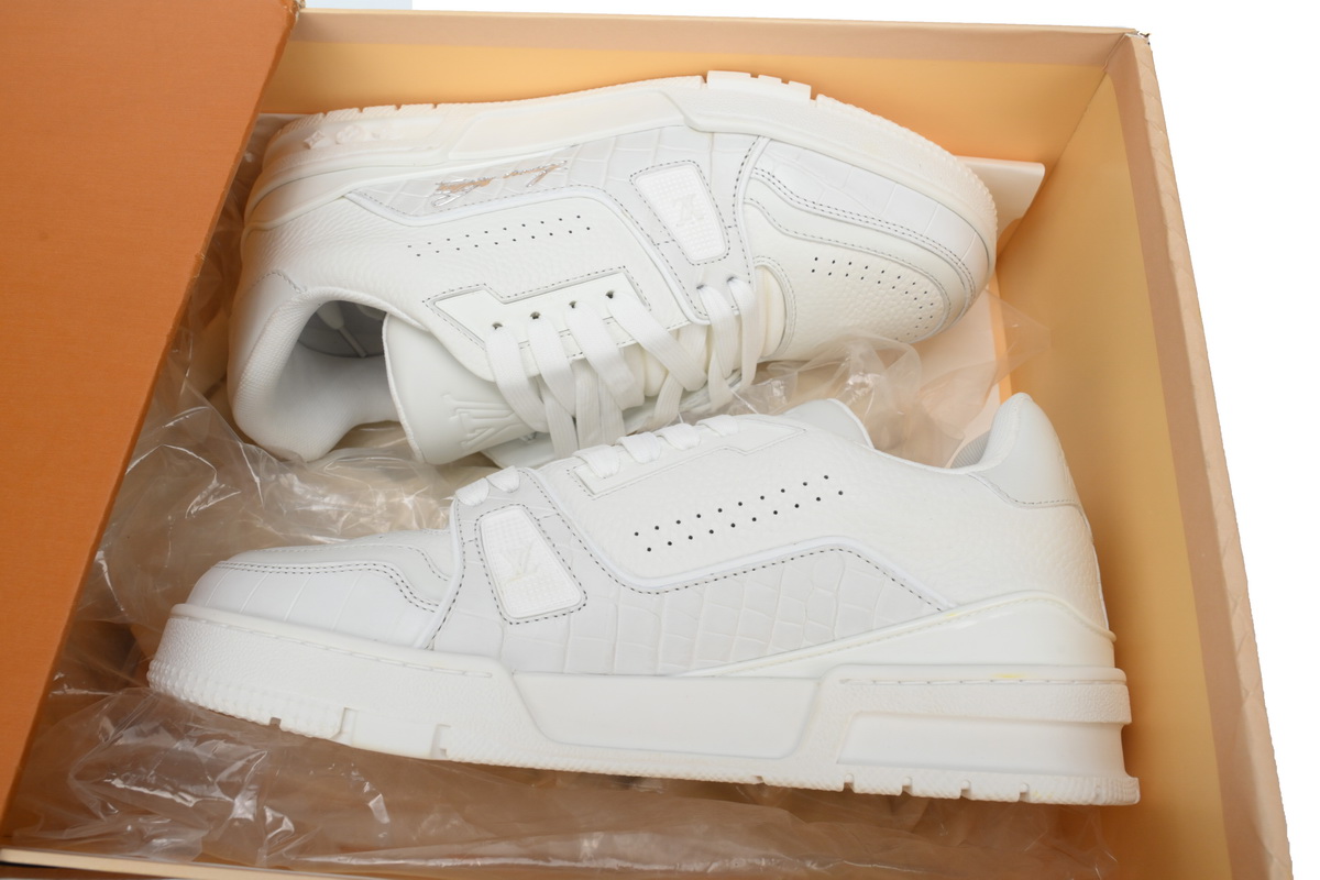 Louis Vuitton Trainer Sneaker Half Alligator Leather White