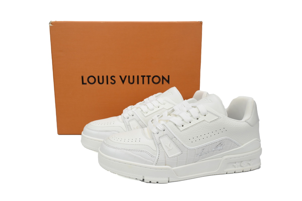Louis Vuitton Trainer Sneaker Half Alligator Leather White