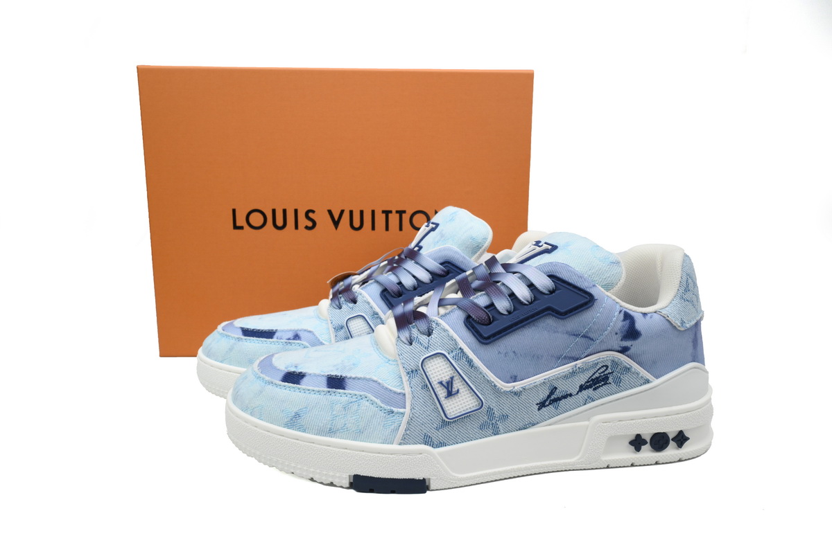 Louis Vuitton Trainer Sneaker Rendered Blue Fabric 1ACVNC