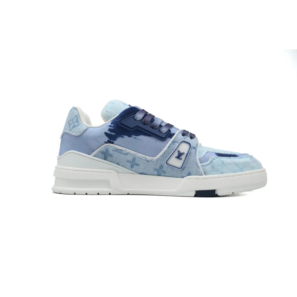 Louis Vuitton Trainer Sneaker Rendered Blue Fabric 1ACVNC