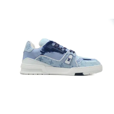 Louis Vuitton Trainer Sneaker Rendered Blue Fabric 1ACVNC 02
