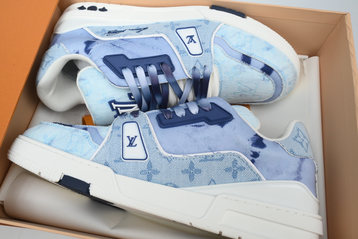 Louis Vuitton Trainer Sneaker Rendered Blue Fabric 1ACVNC