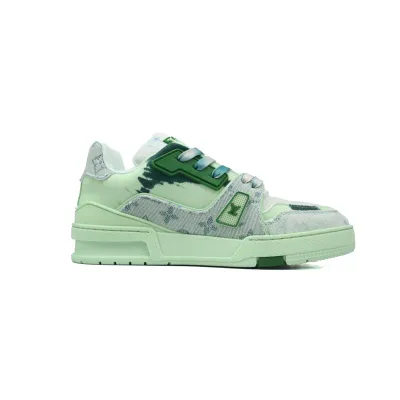 Louis Vuitton Trainer Sneaker Rendered Green Fabric 1ACVNR 02
