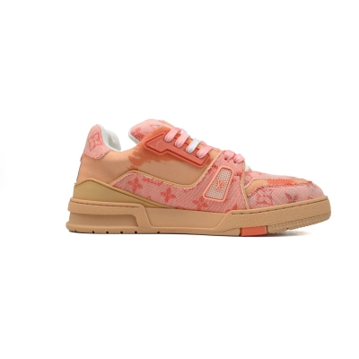 Louis Vuitton Trainer Sneaker Rendered Orange Fabric 1ACVMX 02
