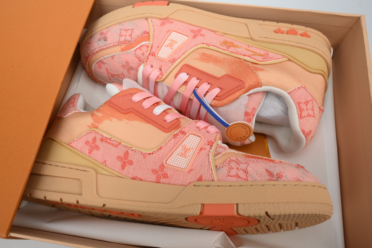 Louis Vuitton Trainer Sneaker Rendered Orange Fabric 1ACVMX