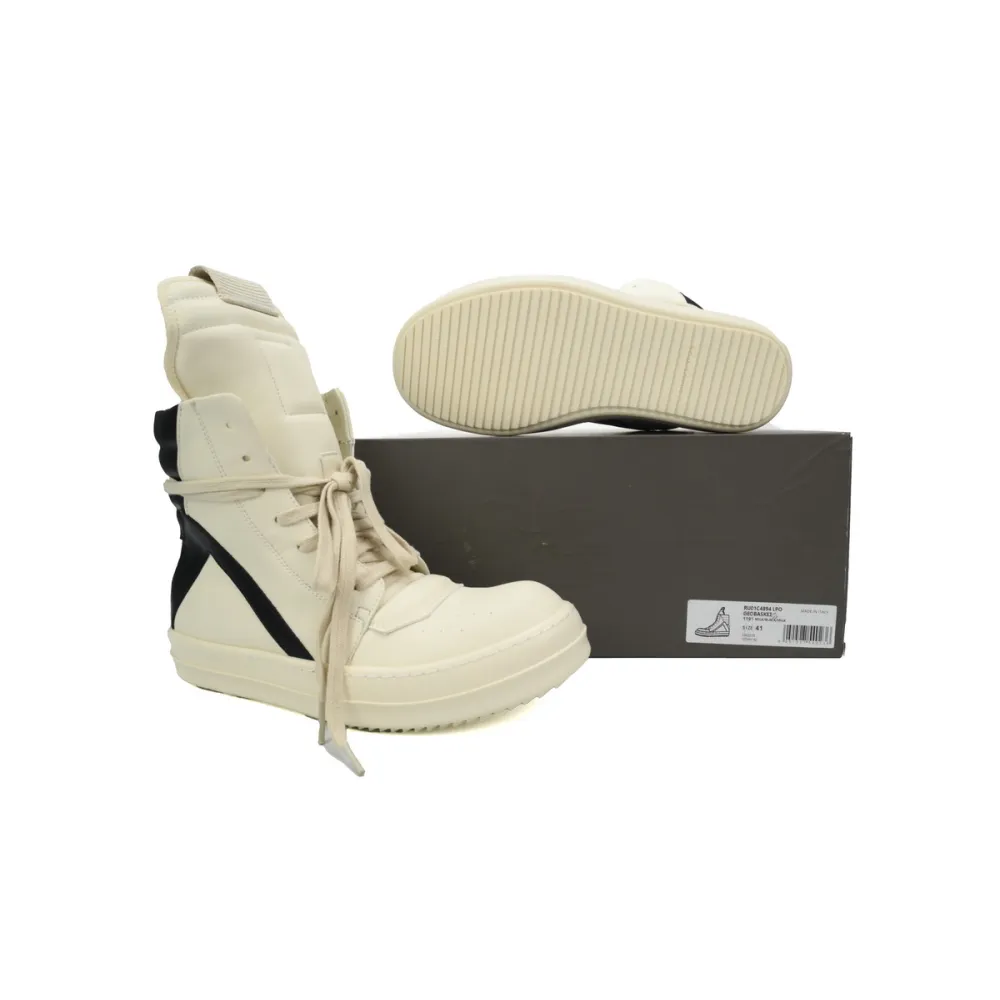 rick owens baby off-white & black geobasket sneakers white