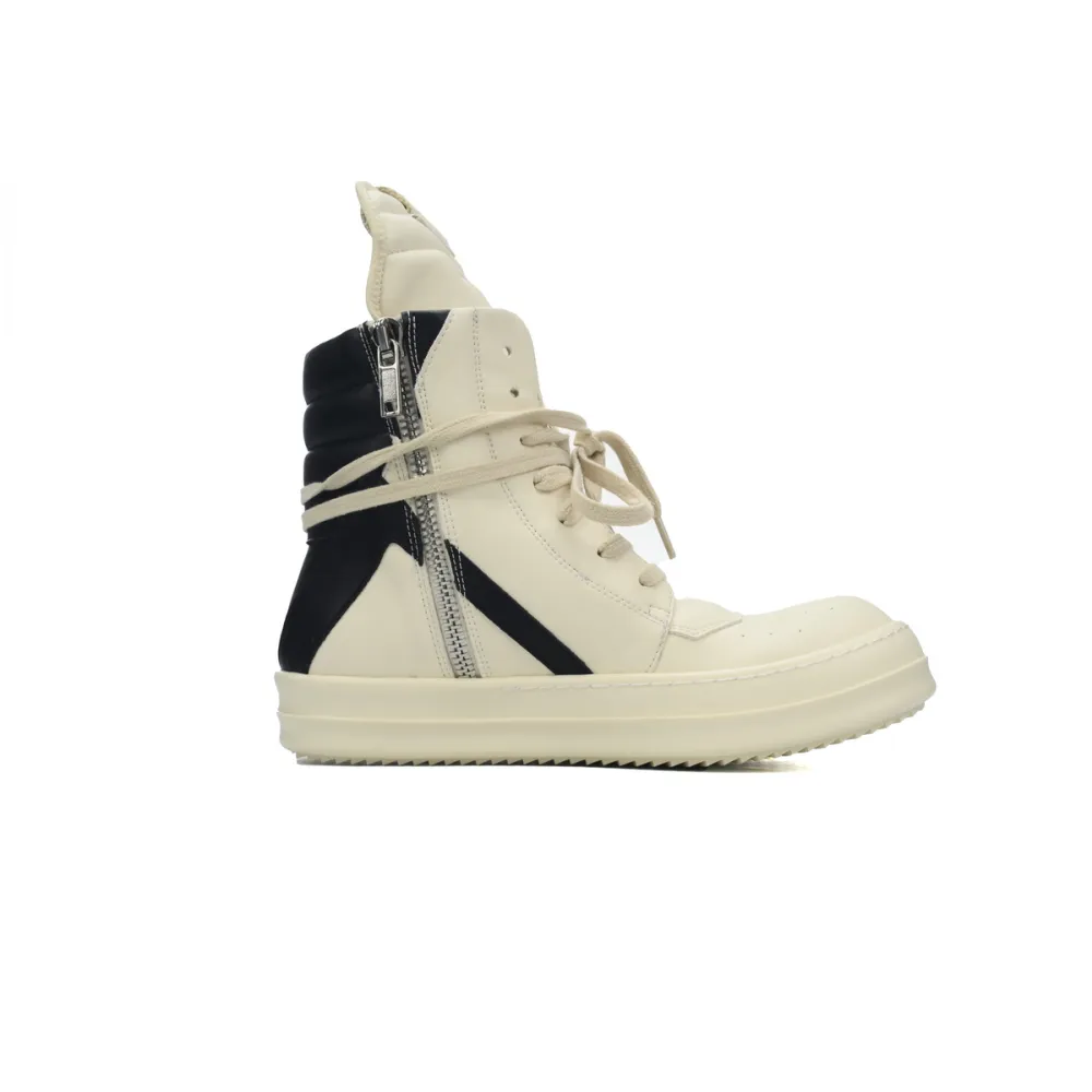 rick owens baby off-white & black geobasket sneakers white