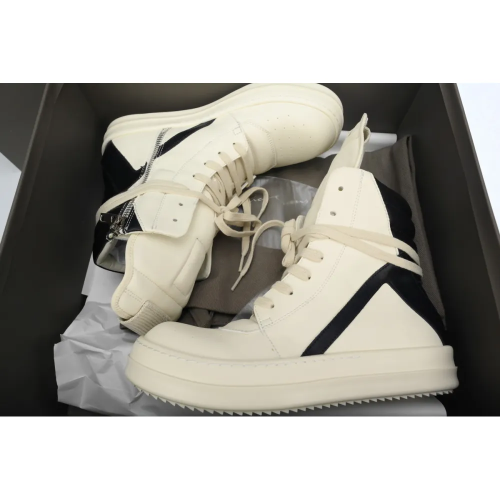 rick owens baby off-white & black geobasket sneakers white