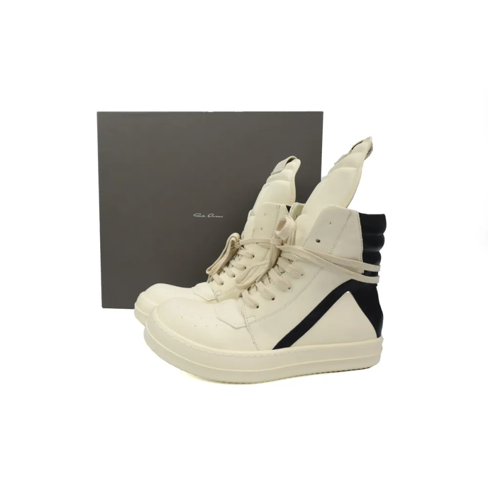 rick owens baby off-white & black geobasket sneakers white