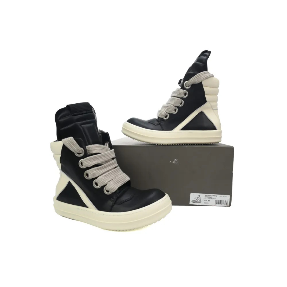 rick owens geobasket oversized eylet black white