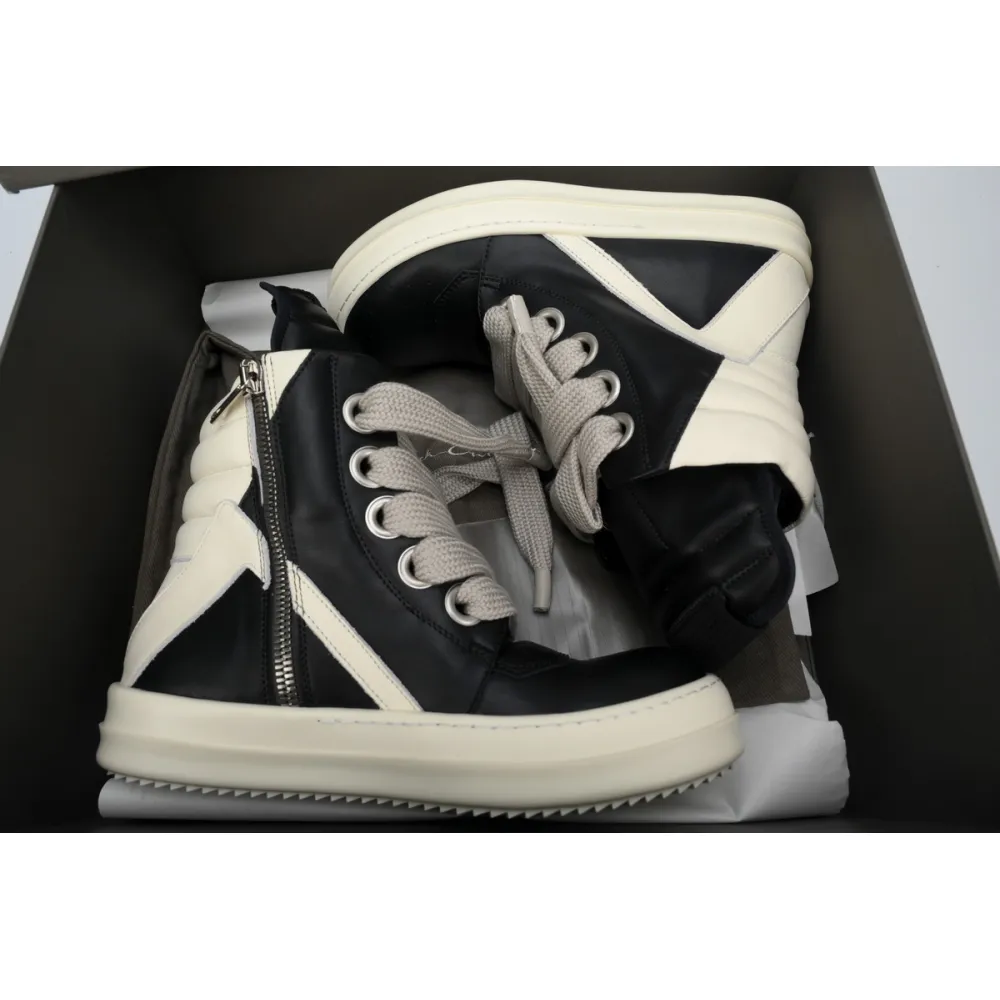 rick owens geobasket oversized eylet black white