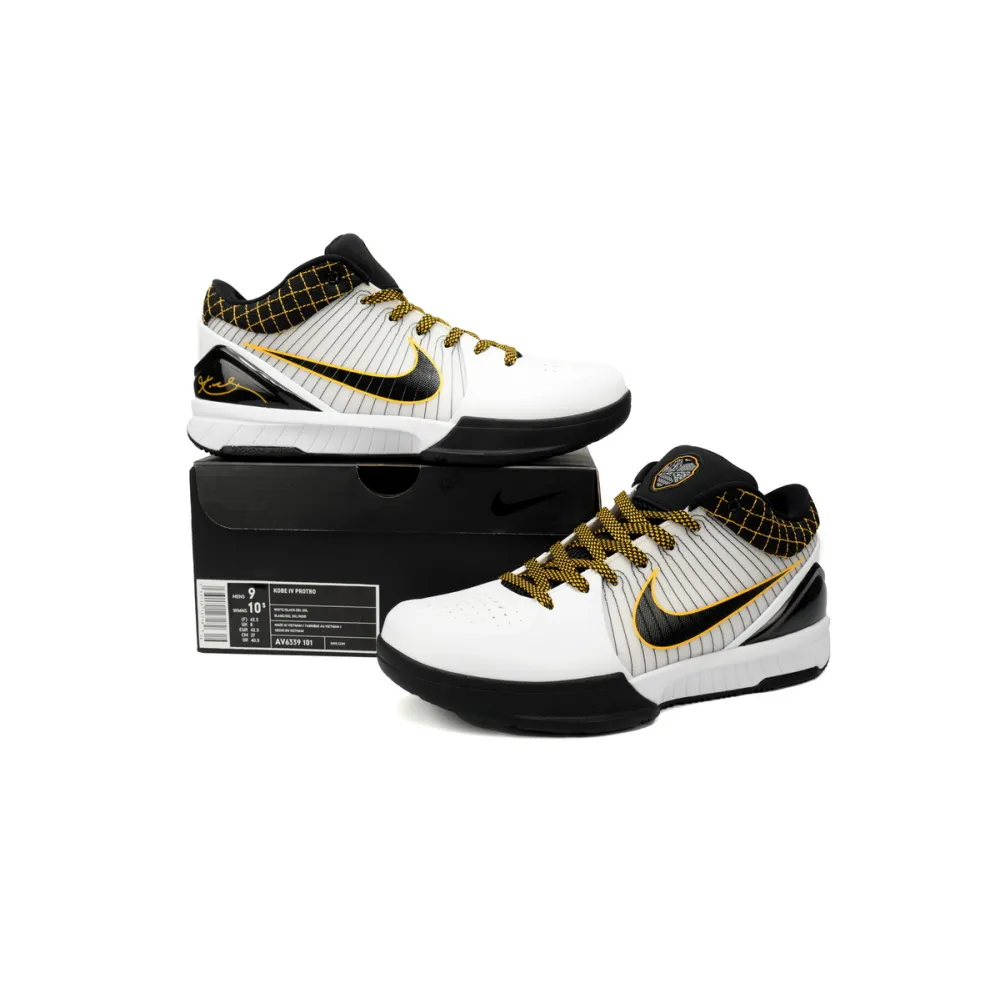 nike kobe 4 protro white black del sol av6339-101