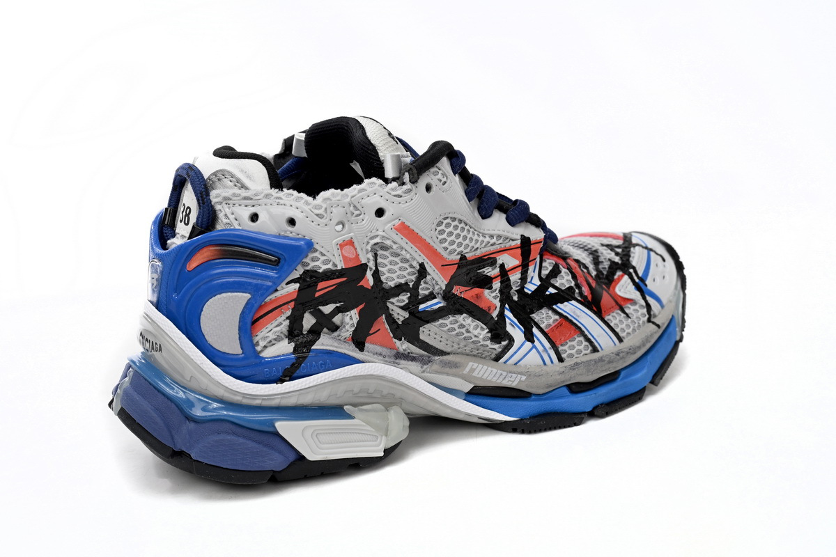 Balenciaga Runner White And Blue Printing 677402 W3RB6 1264