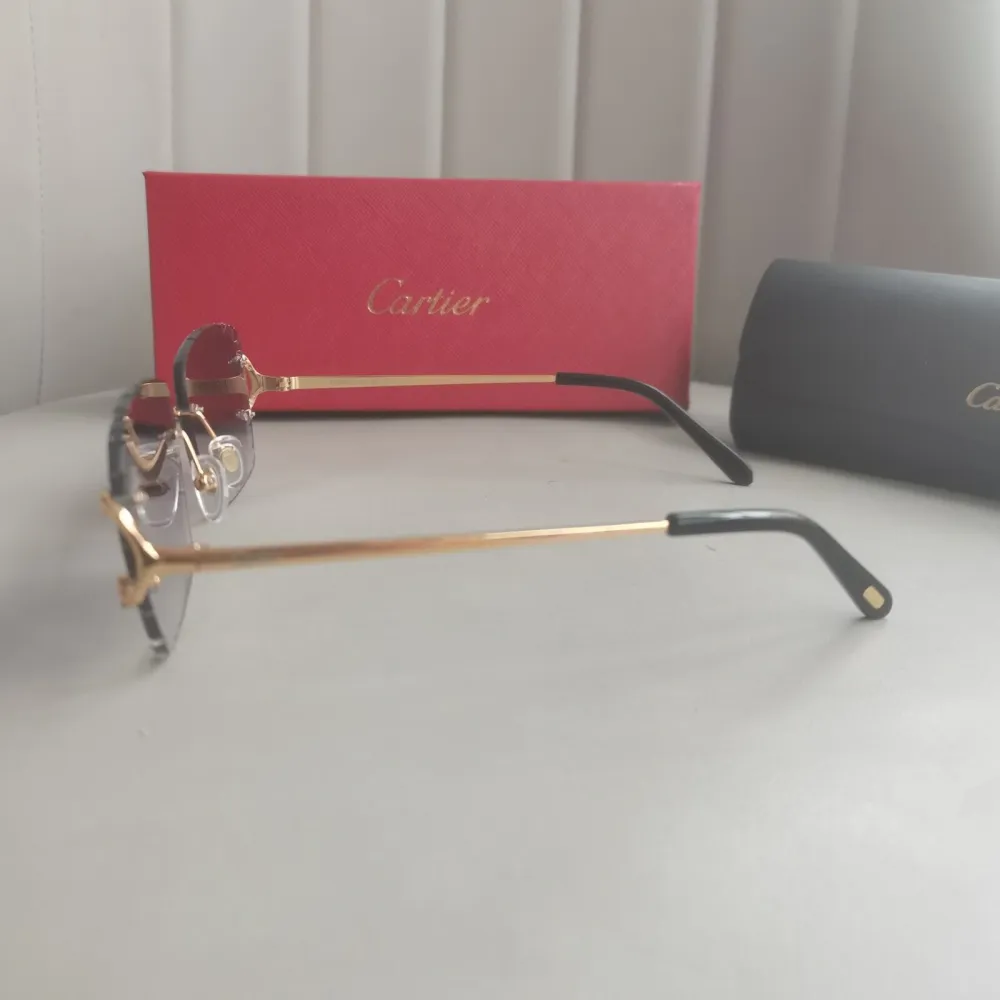 Cartier rimless Diamond cut sunglasses glasses BIG C decor Piccadilly CT0092O