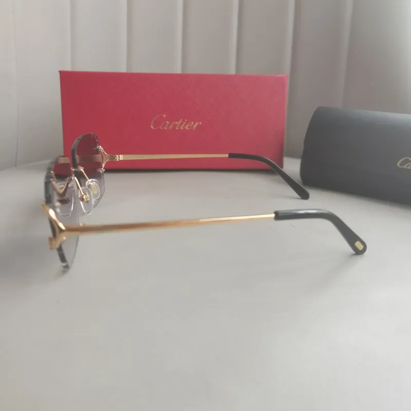Cartier rimless Diamond cut sunglasses glasses BIG C decor Piccadilly CT0092O