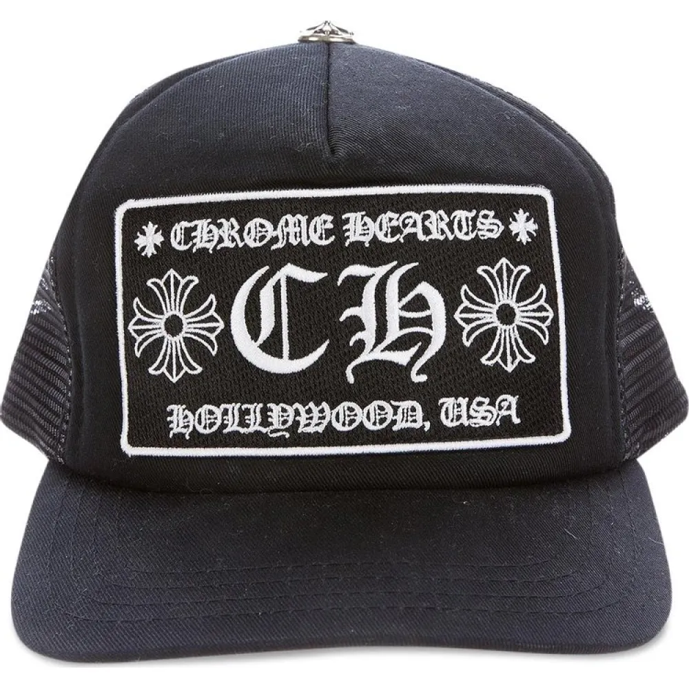 [add one] chrome hearts ch hollywood trucker hat black/black ck0723