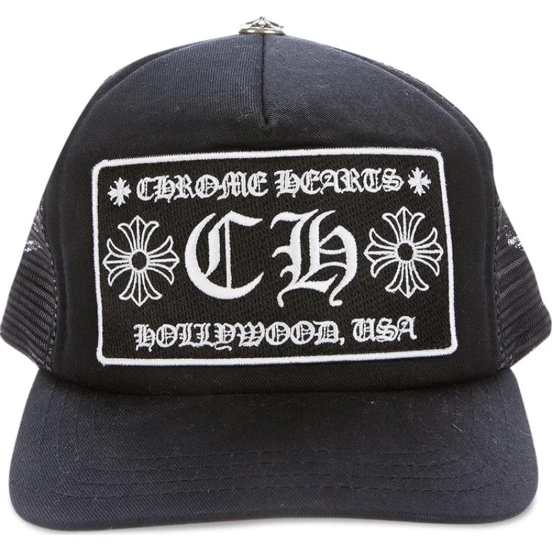 [Add One] Chrome Hearts CH Hollywood Trucker Hat Black/Black CK0723