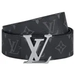 [Add One] Louis Vuitton Calfskin Monogram Eclipse LV Initiales Belt CK0725