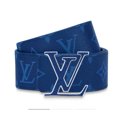 [Add One] Louis Vuitton LV Initiales Reversible Belt Monogram Cobalt Taiga 40MM Blue CK0725 01