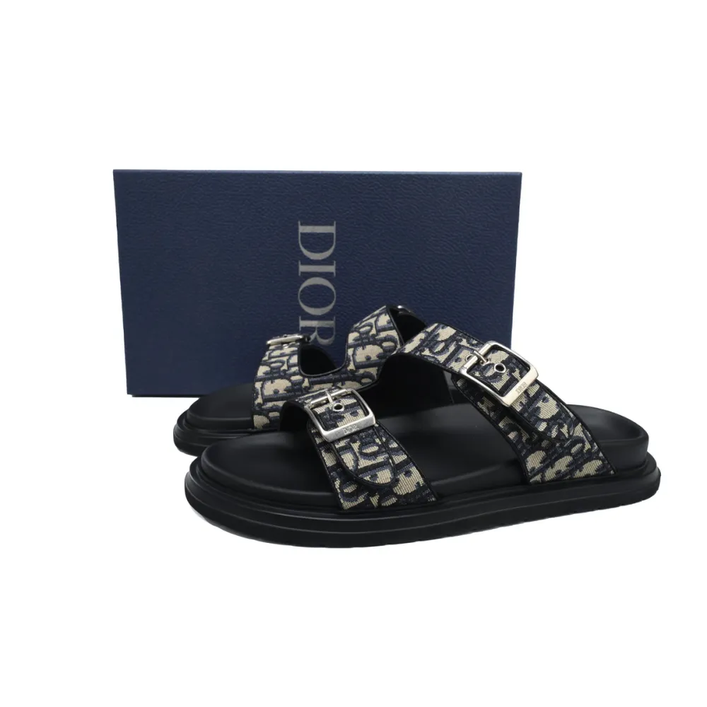 dior aqua sandal beige and black dior oblique jacquard 3sa135zsa_h561