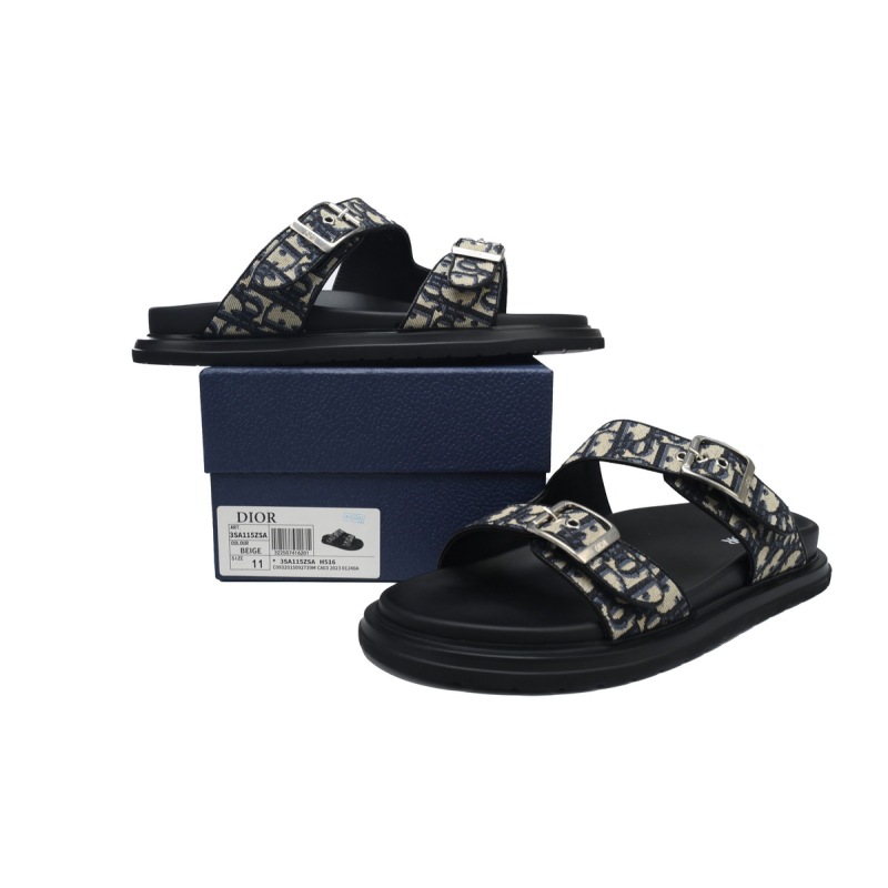 Dior Aqua Sandal Beige and Black Dior Oblique Jacquard 3SA135ZSA_H561