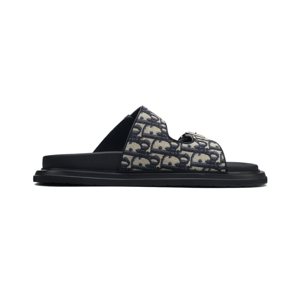 Dior Aqua Sandal Beige and Black Dior Oblique Jacquard 3SA135ZSA_H561