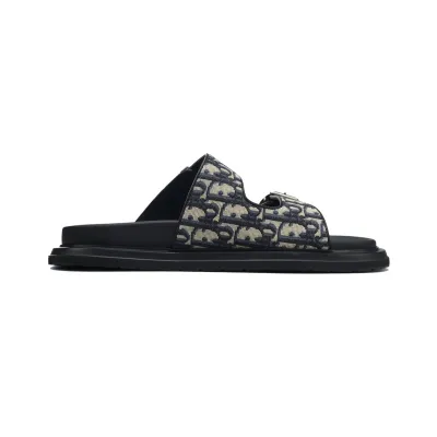 Dior Aqua Sandal Beige and Black Dior Oblique Jacquard 3SA135ZSA_H561 02