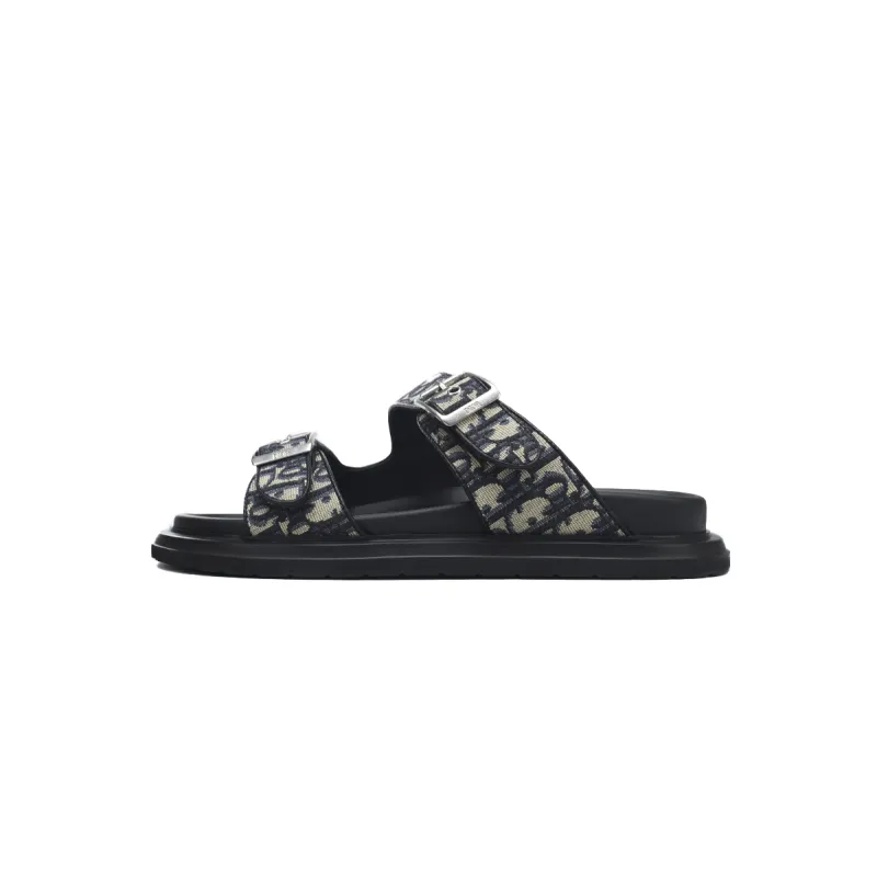 Dior Aqua Sandal Beige and Black Dior Oblique Jacquard 3SA135ZSA_H561