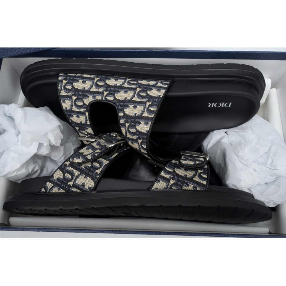Dior Aqua Sandal Beige and Black Dior Oblique Jacquard 3SA135ZSA_H561