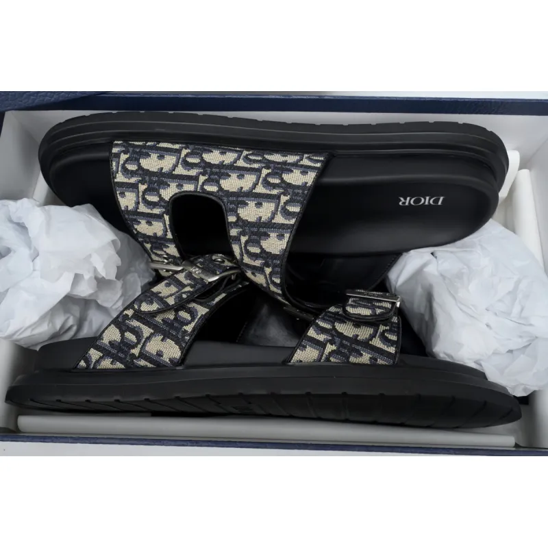 Dior Aqua Sandal Beige and Black Dior Oblique Jacquard 3SA135ZSA_H561