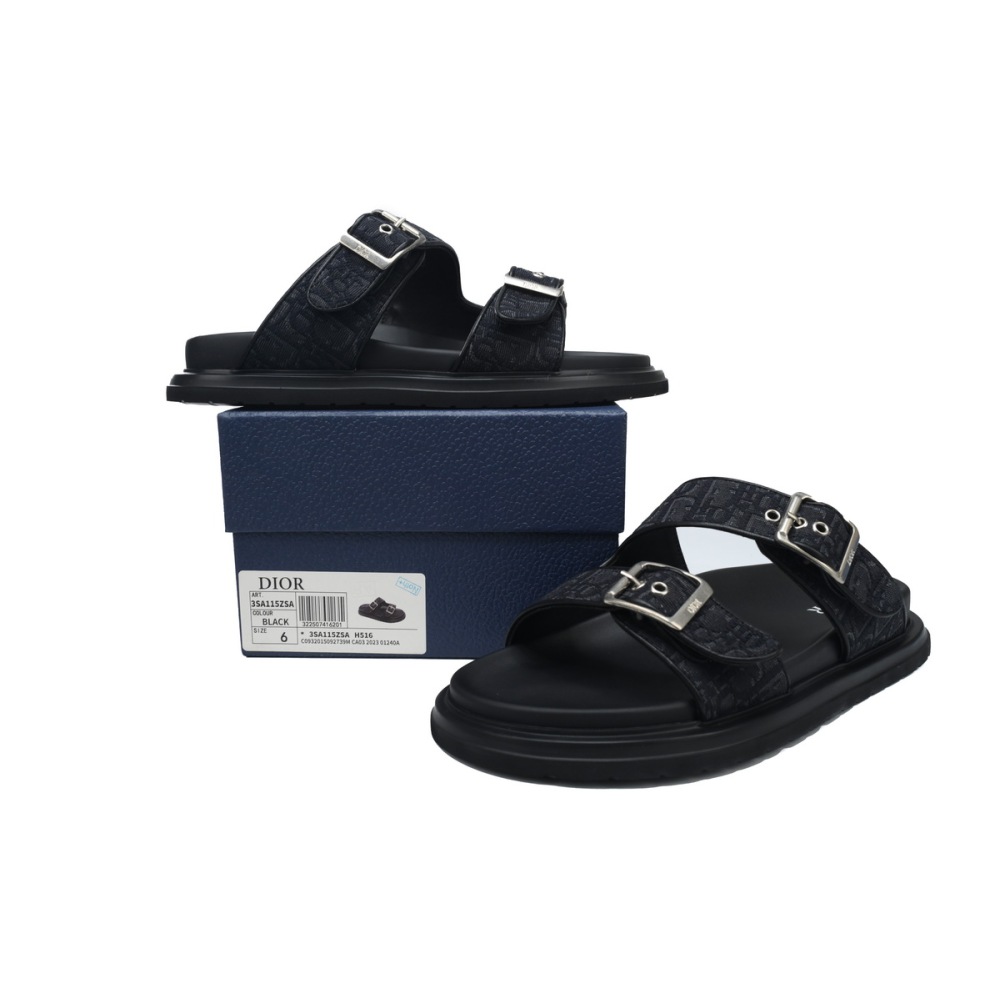 Dior Aqua Sandal Black Dior Oblique Jacquard 3SA135ZSA_H969