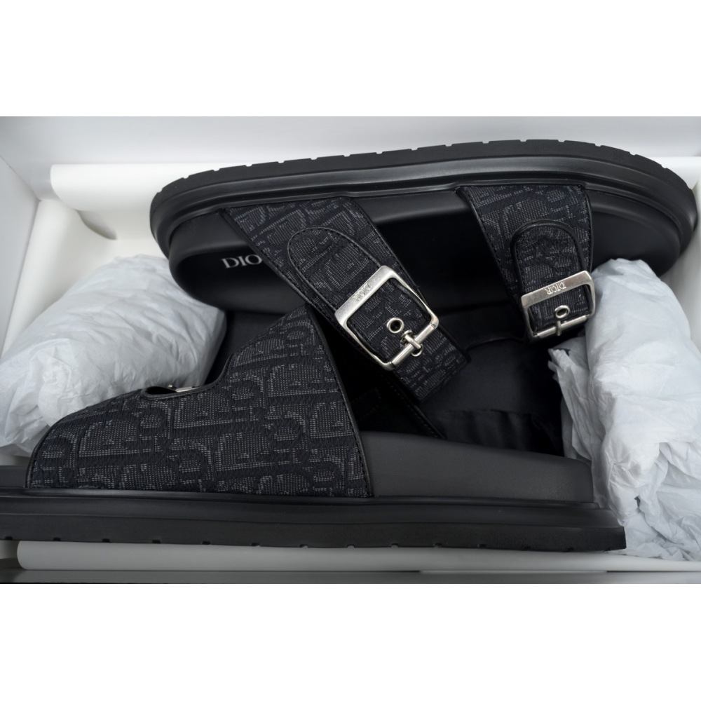 Dior Aqua Sandal Black Dior Oblique Jacquard 3SA135ZSA_H969