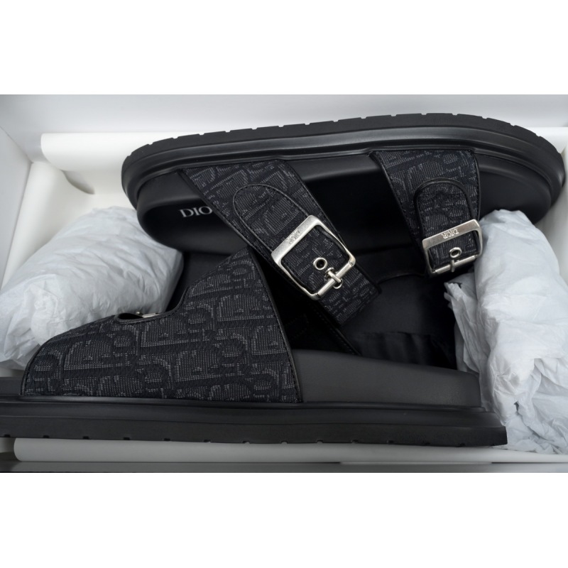 Dior Aqua Sandal Black Dior Oblique Jacquard 3SA135ZSA_H969