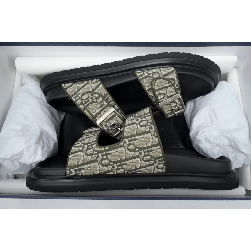 Dior Aqua Sandal Khaki Dior Oblique Jacquard 3SA135ZSA_H603
