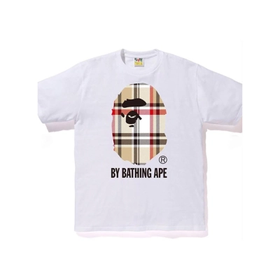 BAPE A Bathing Ape Check by Bathing Tee White/Beige 02