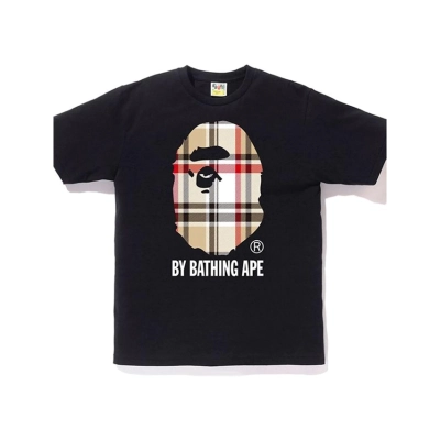 BAPE A Bathing Ape Check by Bathing Tee White/Beige 01