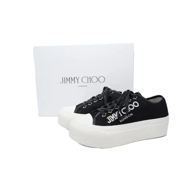 Jimmy Choo Palma Maxi Black and Latte Canvas Platform Trainers (Women) PALMAMAXIFCYE