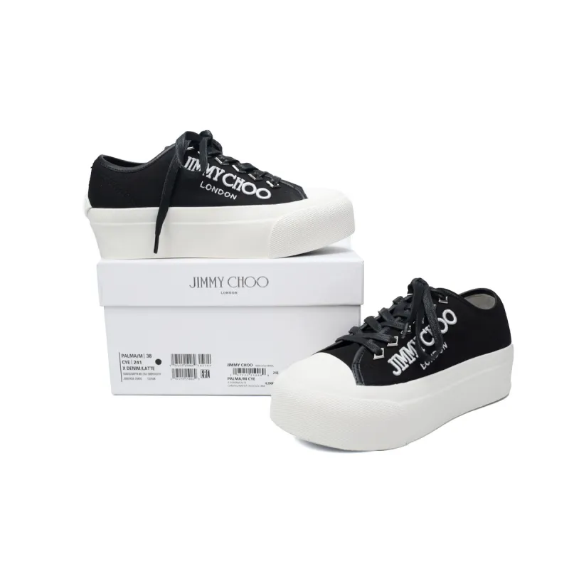 Jimmy Choo Palma Maxi Black and Latte Canvas Platform Trainers (Women) PALMAMAXIFCYE