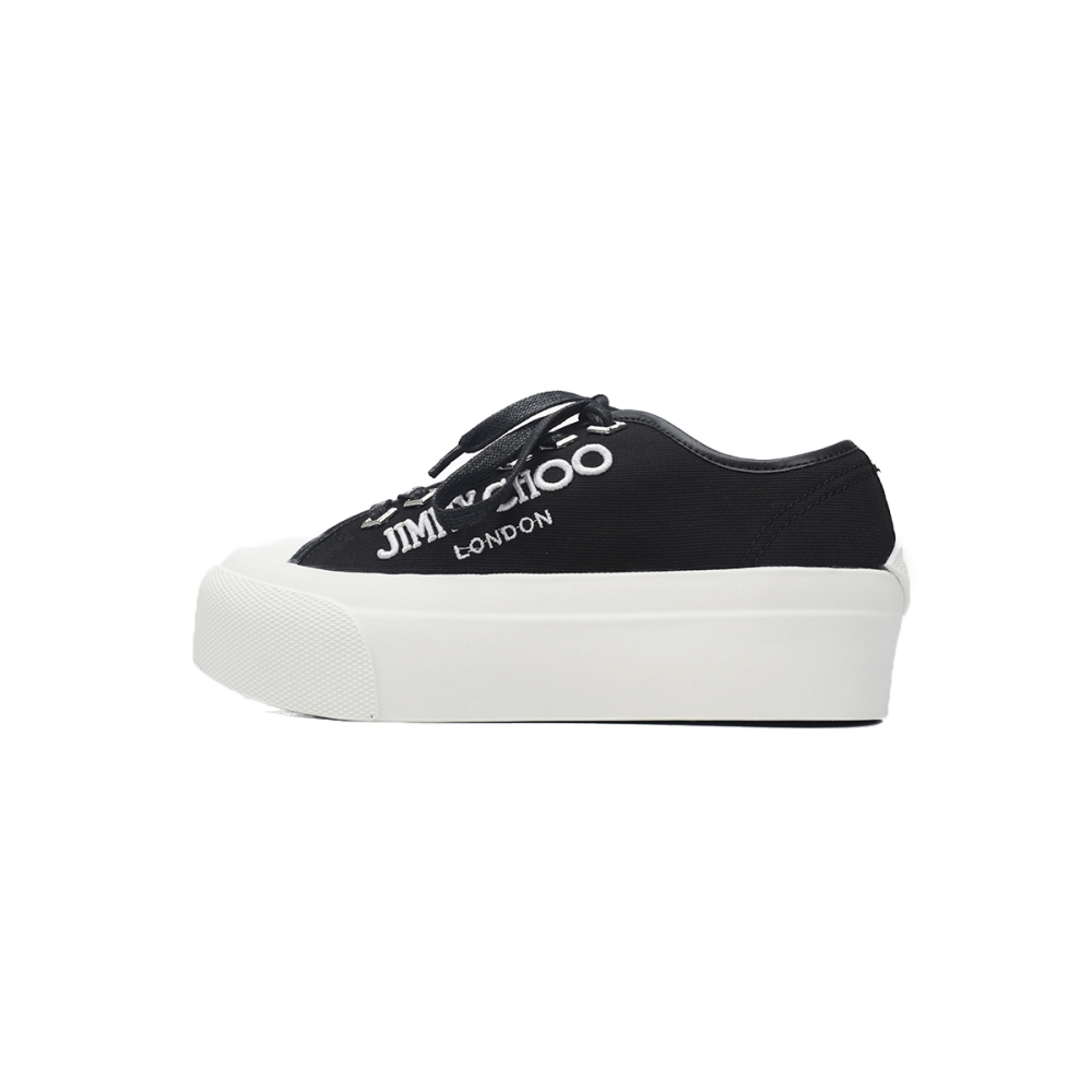 Jimmy Choo Palma Maxi Black and Latte Canvas Platform Trainers (Women) PALMAMAXIFCYE