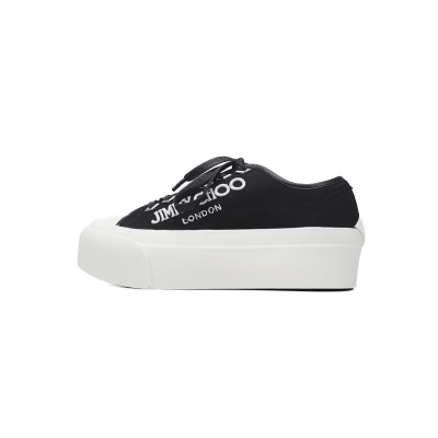 Jimmy Choo Palma Maxi Black and Latte Canvas Platform Trainers (Women) PALMAMAXIFCYE 01