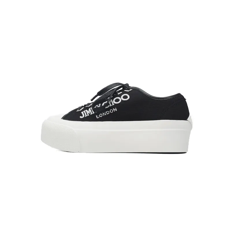 Jimmy Choo Palma Maxi Black and Latte Canvas Platform Trainers (Women) PALMAMAXIFCYE