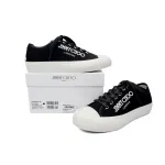 Jimmy Choo Palma Maxi Black and Latte Canvas Platform Trainers PALMAMAXIFCYE013921