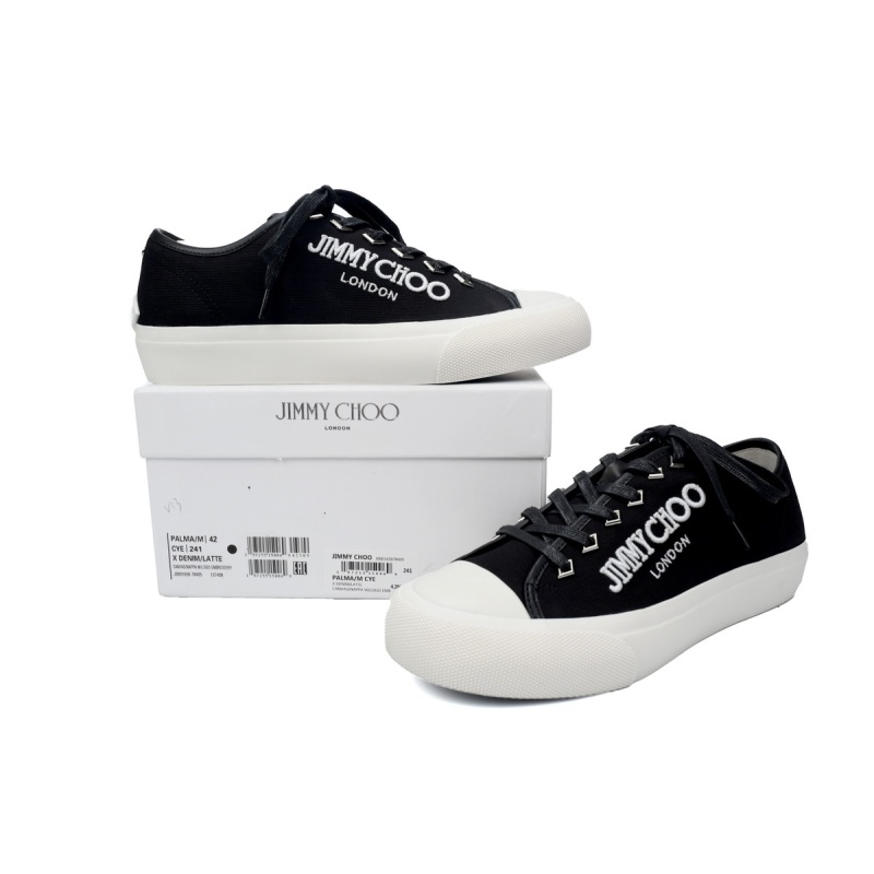 Jimmy Choo Palma Maxi Black and Latte Canvas Platform Trainers PALMAMAXIFCYE013921