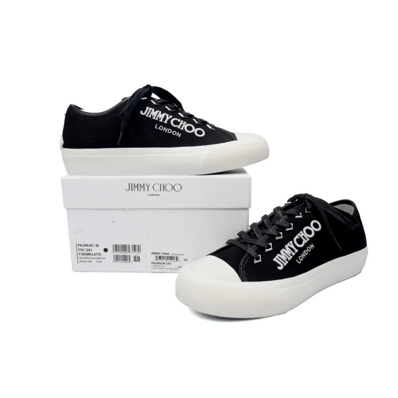 Jimmy Choo Palma Maxi Black and Latte Canvas Platform Trainers PALMAMAXIFCYE013921