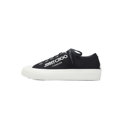 Jimmy Choo Palma Maxi Black and Latte Canvas Platform Trainers PALMAMAXIFCYE013921 01