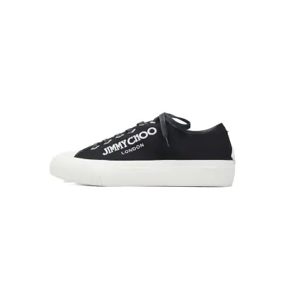 Jimmy Choo Palma Maxi Black and Latte Canvas Platform Trainers PALMAMAXIFCYE013921 01