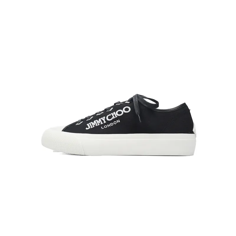 Jimmy Choo Palma Maxi Black and Latte Canvas Platform Trainers PALMAMAXIFCYE013921
