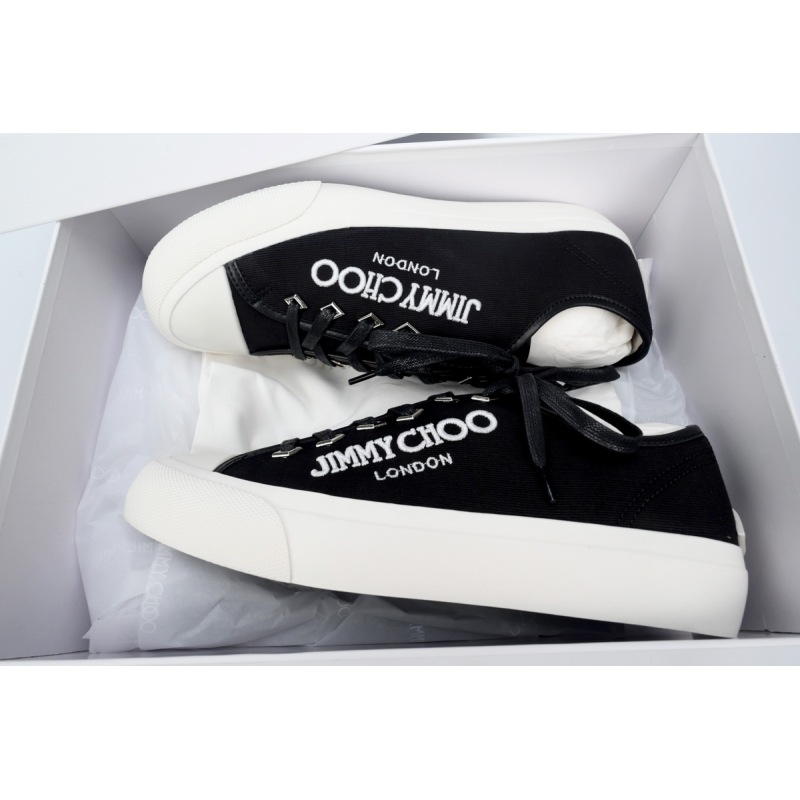 Jimmy Choo Palma Maxi Black and Latte Canvas Platform Trainers PALMAMAXIFCYE013921