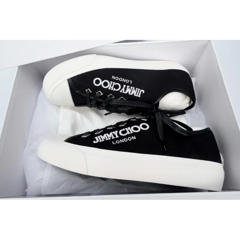 Jimmy Choo Palma Maxi Black and Latte Canvas Platform Trainers PALMAMAXIFCYE013921